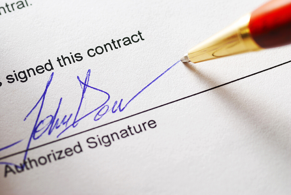 Notary Public signing a will and trust